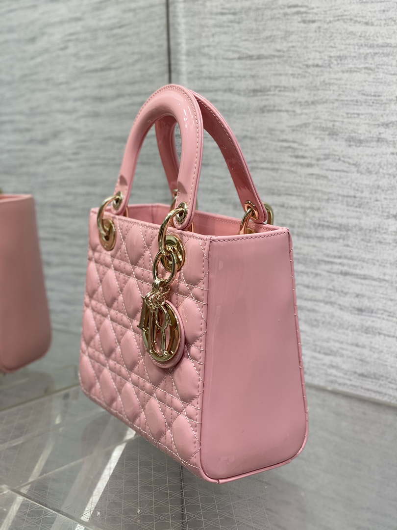 Dior M0538 Small Lady My ABCDior Bag peony Pink Patent Cannage Calfskin
