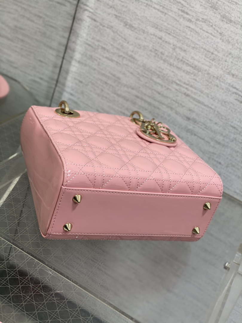 Dior M0538 Small Lady My ABCDior Bag peony Pink Patent Cannage Calfskin - Default Title - View 7