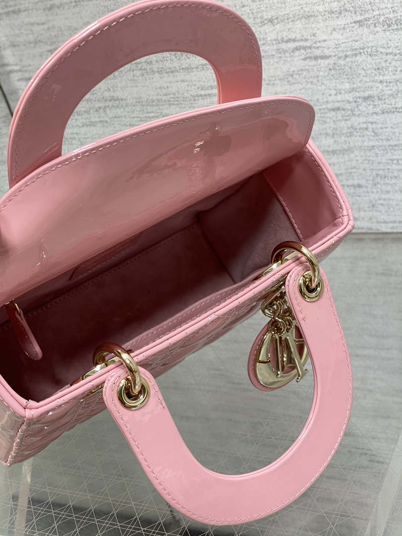 Dior M0538 Small Lady My ABCDior Bag peony Pink Patent Cannage Calfskin - Default Title - View 8
