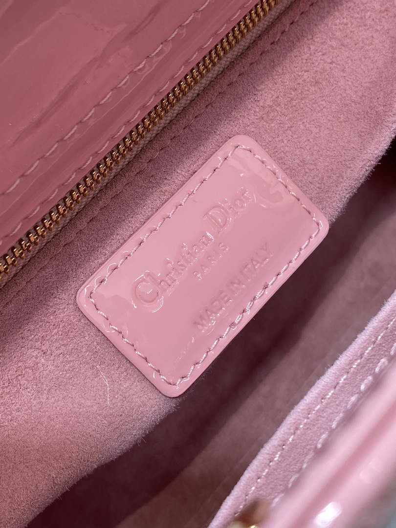 Dior M0538 Small Lady My ABCDior Bag peony Pink Patent Cannage Calfskin - Default Title - View 9