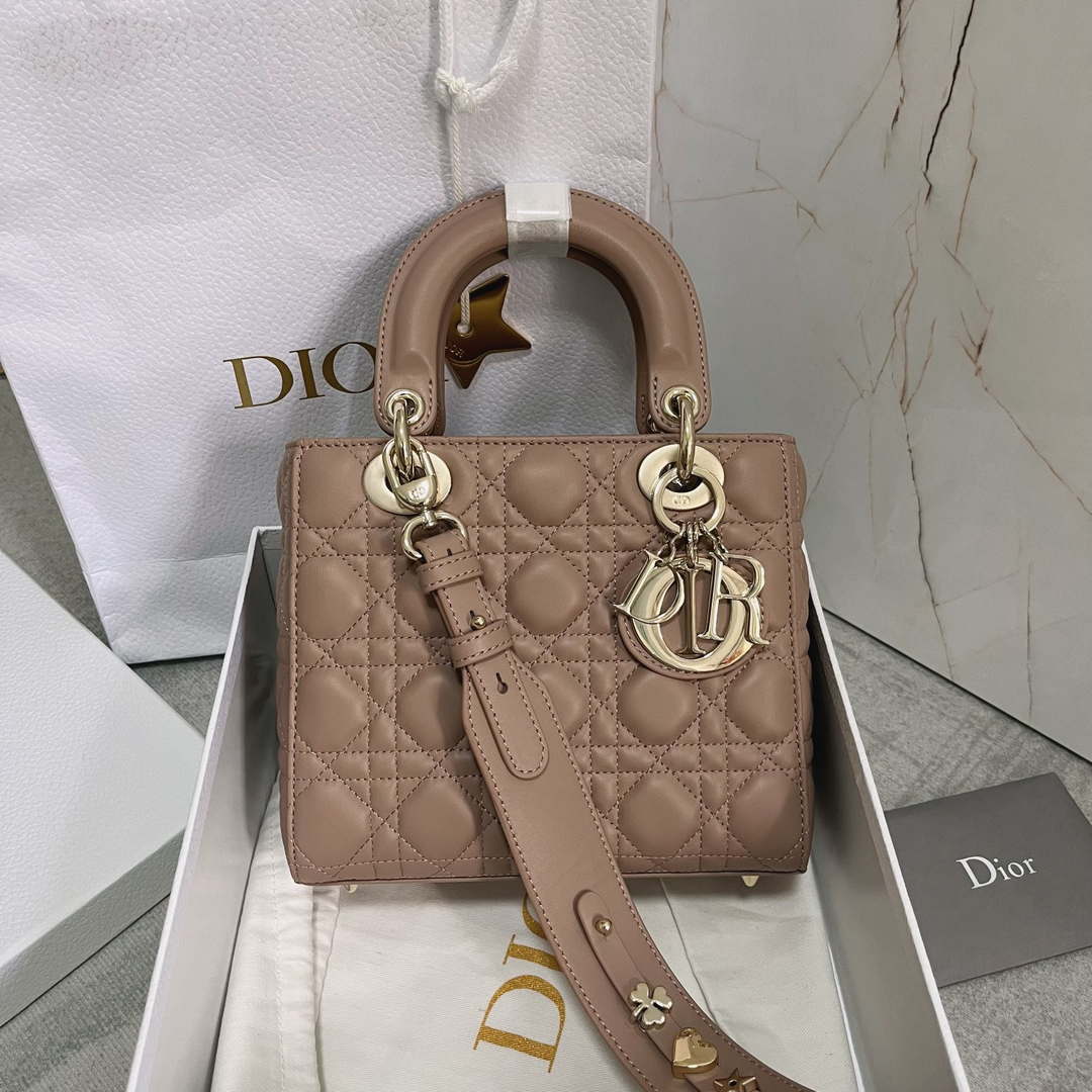 Dior M0538 Small Lady My ABCDior Bag Warm Taupe Cannage Lambskin - Default Title - View 1