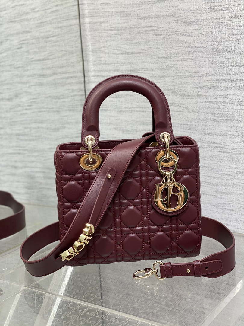 Dior M0538 Small Lady My ABCDior Bag Wine Red Cannage Lambskin - Default Title - View 1