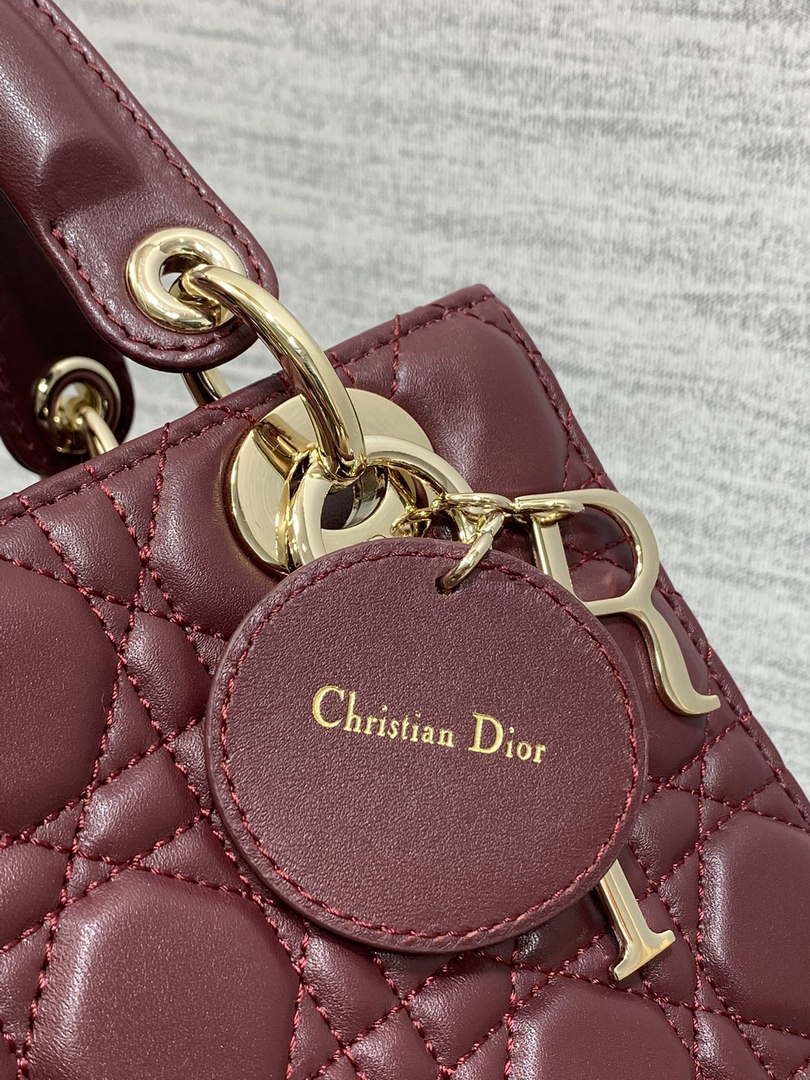Dior M0538 Small Lady My ABCDior Bag Wine Red Cannage Lambskin