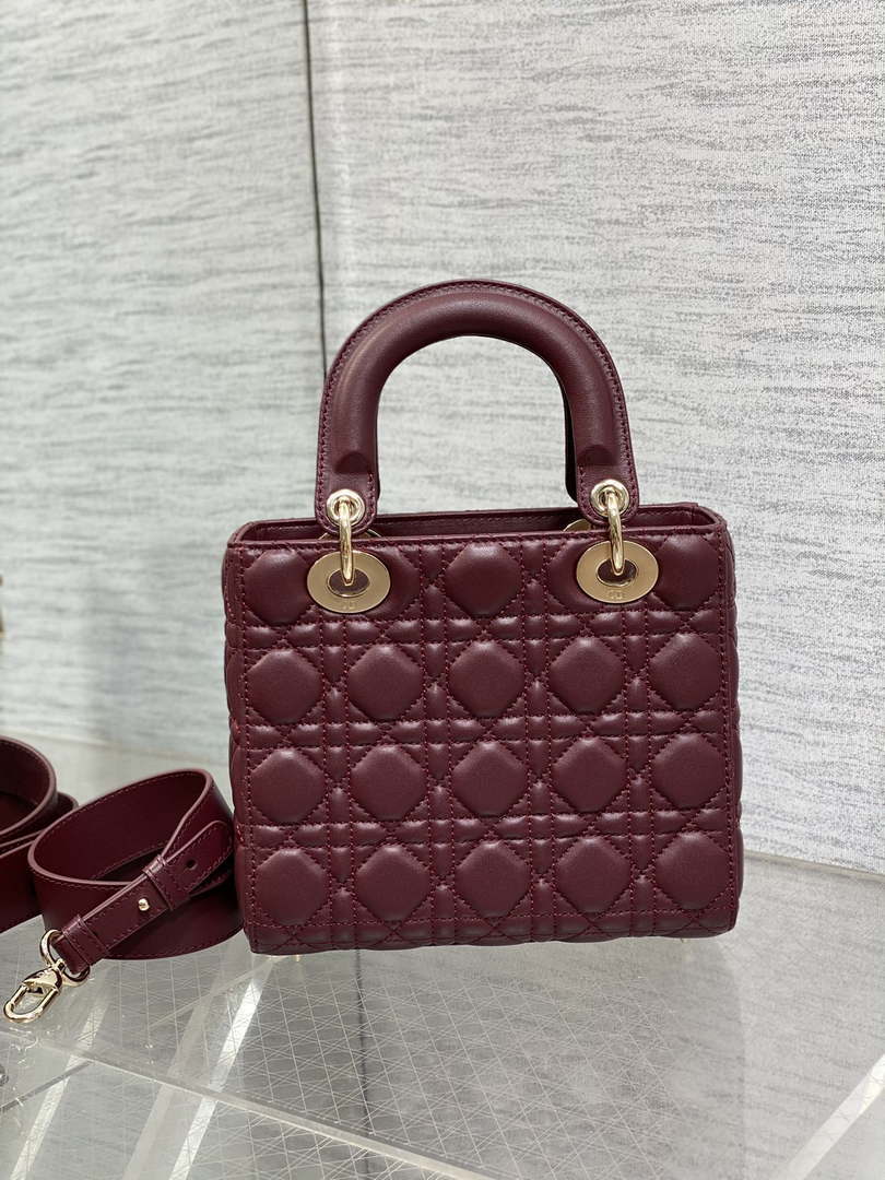 Dior M0538 Small Lady My ABCDior Bag Wine Red Cannage Lambskin