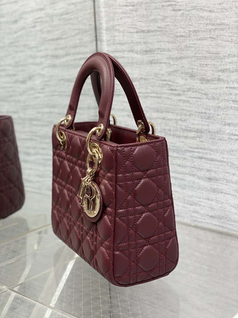 Dior M0538 Small Lady My ABCDior Bag Wine Red Cannage Lambskin