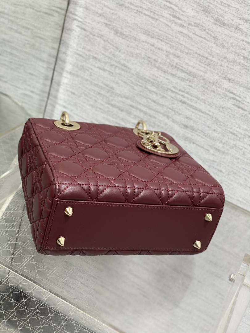 Dior M0538 Small Lady My ABCDior Bag Wine Red Cannage Lambskin