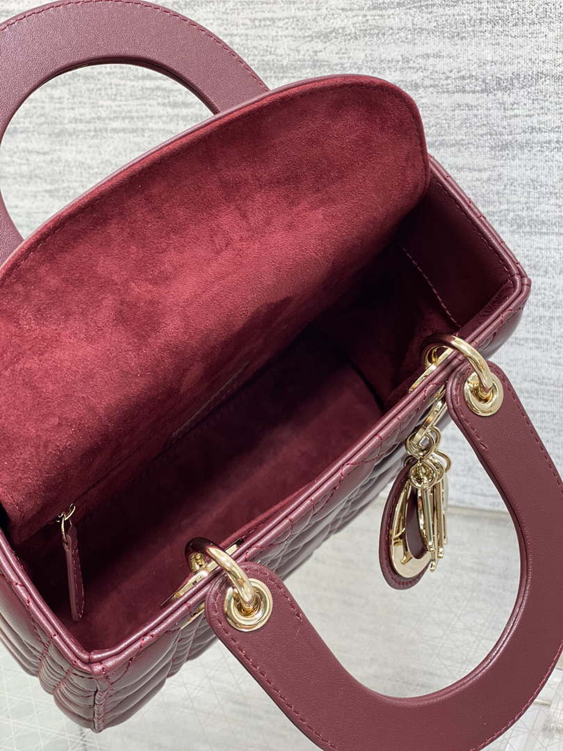 Dior M0538 Small Lady My ABCDior Bag Wine Red Cannage Lambskin - Default Title - View 8