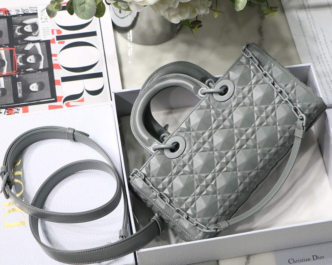 Dior M0540 Lady D-joy Calfskin Bag Gray