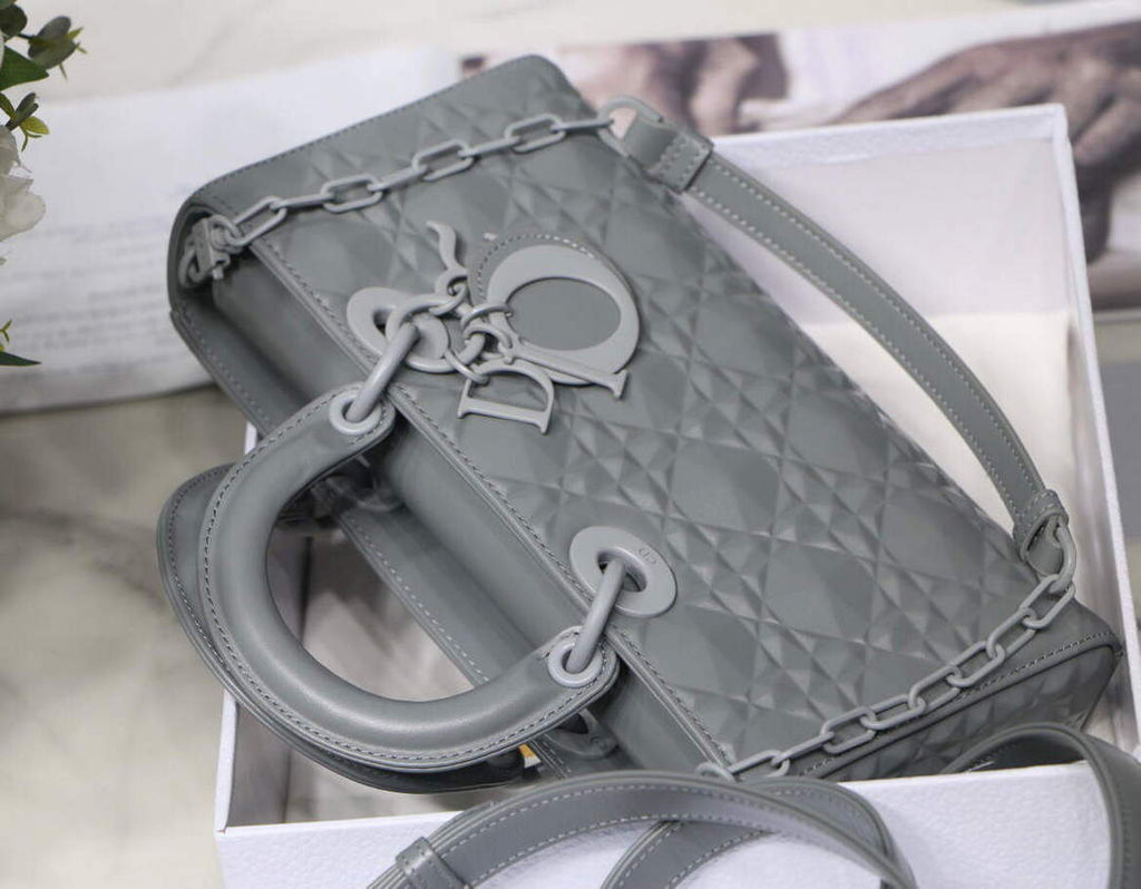 Dior M0540 Lady D-joy Calfskin Bag Gray