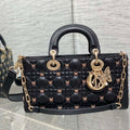 Dior M0540 Medium Lady D-Joy Bag Black Cannage Lambskin with Gold-Finish Butterfly Studs - Default Title - View 1