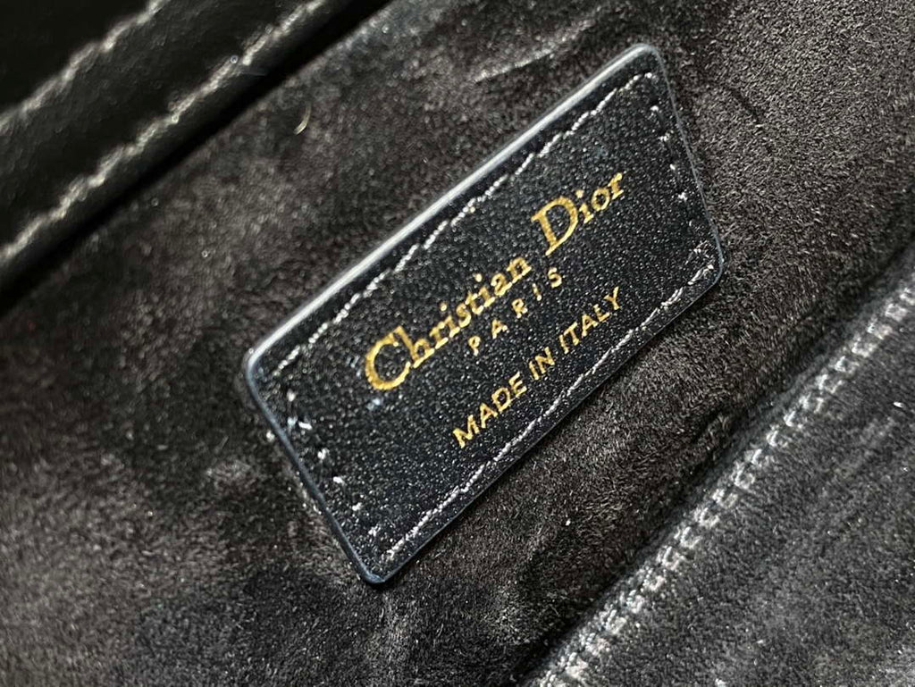 Dior M0540 Medium Lady D-Joy Bag Black Cannage Lambskin with Gold-Finish Butterfly Studs