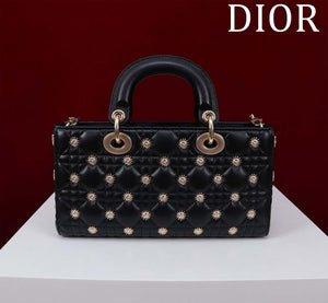 Dior M0540 Medium Lady D-Joy Bag Black Cannage Lambskin with Gold-Finish Sun Studs - Default Title - View 2