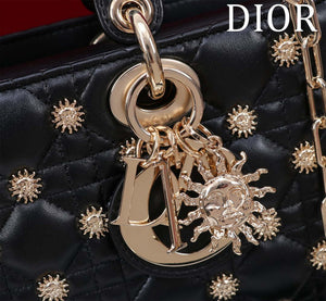 Dior M0540 Medium Lady D-Joy Bag Black Cannage Lambskin with Gold-Finish Sun Studs - Default Title - View 7