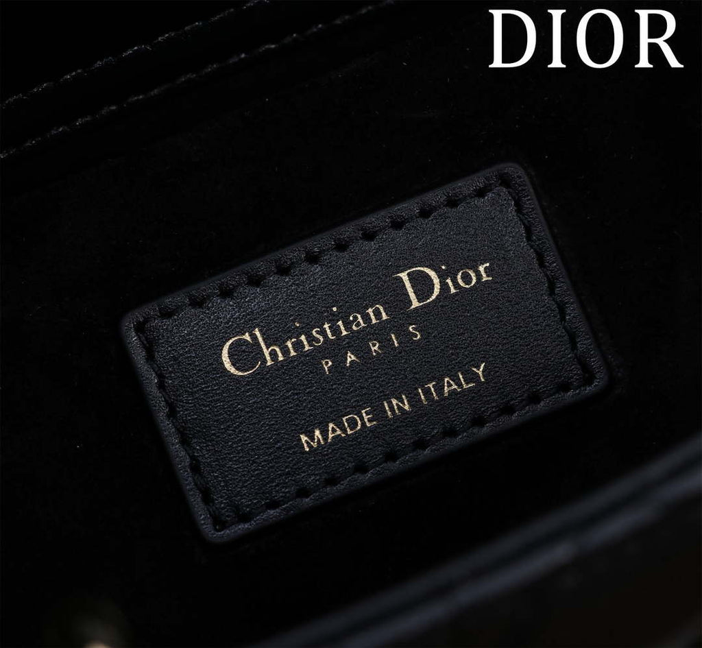 Dior M0540 Medium Lady D-Joy Bag Black Cannage Lambskin with Gold-Finish Sun Studs