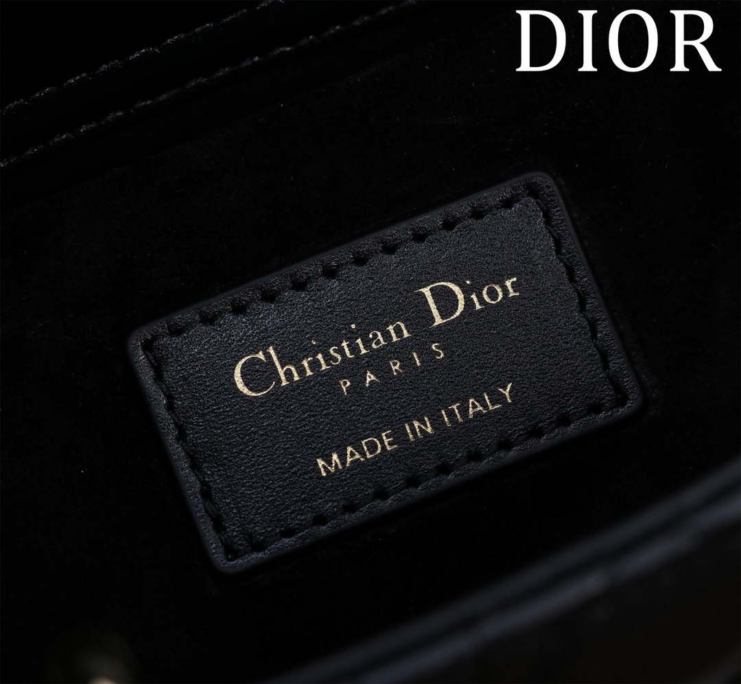 Dior M0540 Medium Lady D-Joy Bag Black Cannage Lambskin with Gold-Finish Sun Studs