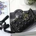 Dior M0540 Medium Lady D-Joy Bag Black Cannage Lambskin With Heart Motif - Default Title - View 1