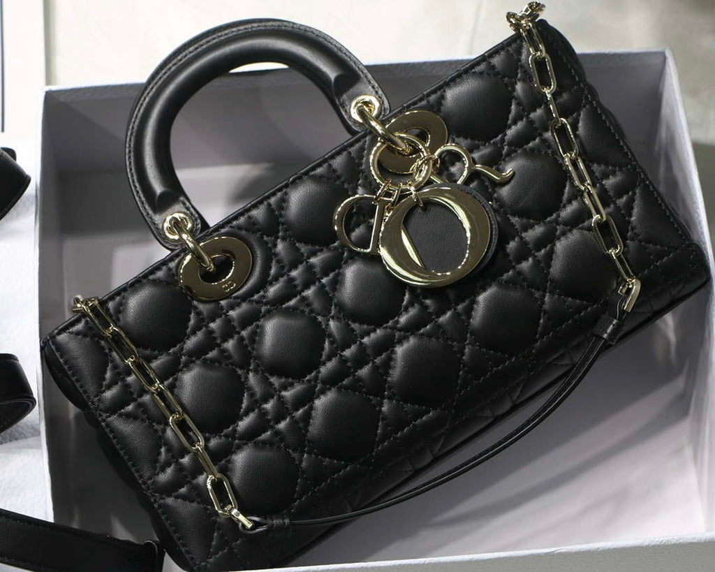Dior M0540 Medium Lady D-Joy Bag Black Cannage Lambskin With Heart Motif