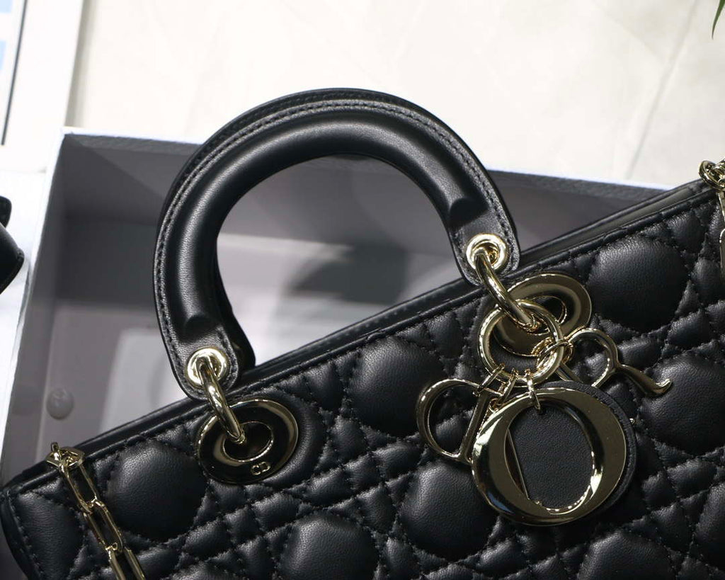 Dior M0540 Medium Lady D-Joy Bag Black Cannage Lambskin With Heart Motif