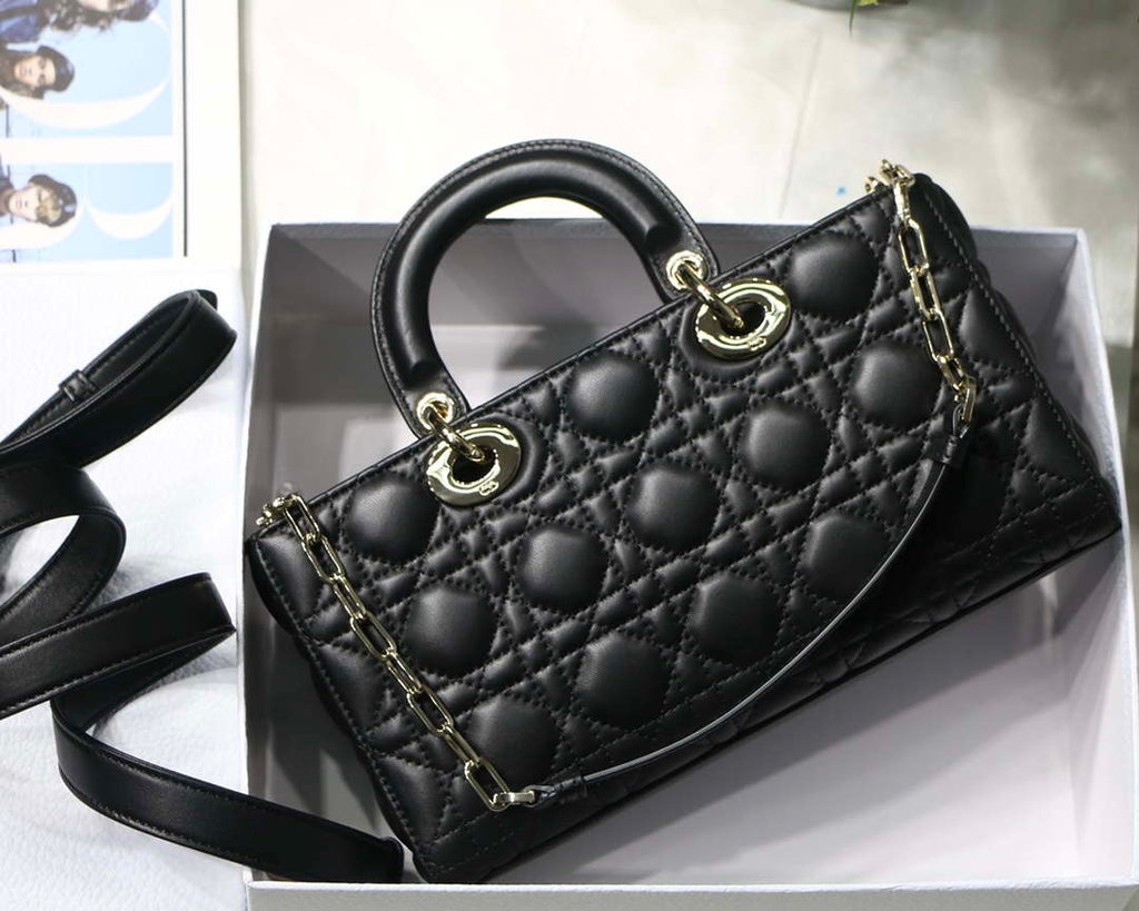 Dior M0540 Medium Lady D-Joy Bag Black Cannage Lambskin With Heart Motif
