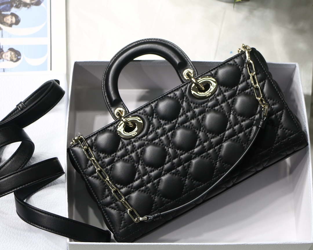 Dior M0540 Medium Lady D-Joy Bag Black Cannage Lambskin With Heart Motif