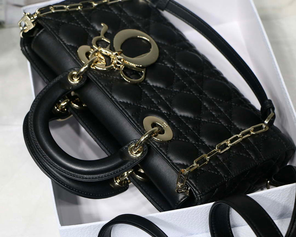 Dior M0540 Medium Lady D-Joy Bag Black Cannage Lambskin With Heart Motif