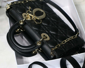 Dior M0540 Medium Lady D-Joy Bag Black Cannage Lambskin With Heart Motif - Default Title - View 7