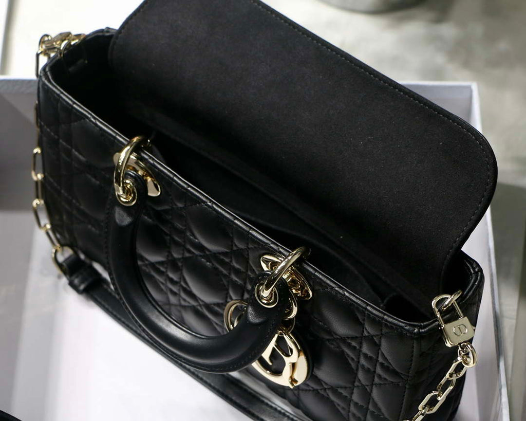 Dior M0540 Medium Lady D-Joy Bag Black Cannage Lambskin With Heart Motif