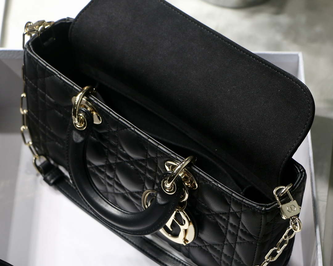 Dior M0540 Medium Lady D-Joy Bag Black Cannage Lambskin With Heart Motif