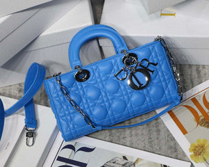 Dior M0540 Medium Lady D-Joy Bag Blue Cannage Lambskin With Heart Motif - Default Title - View 1