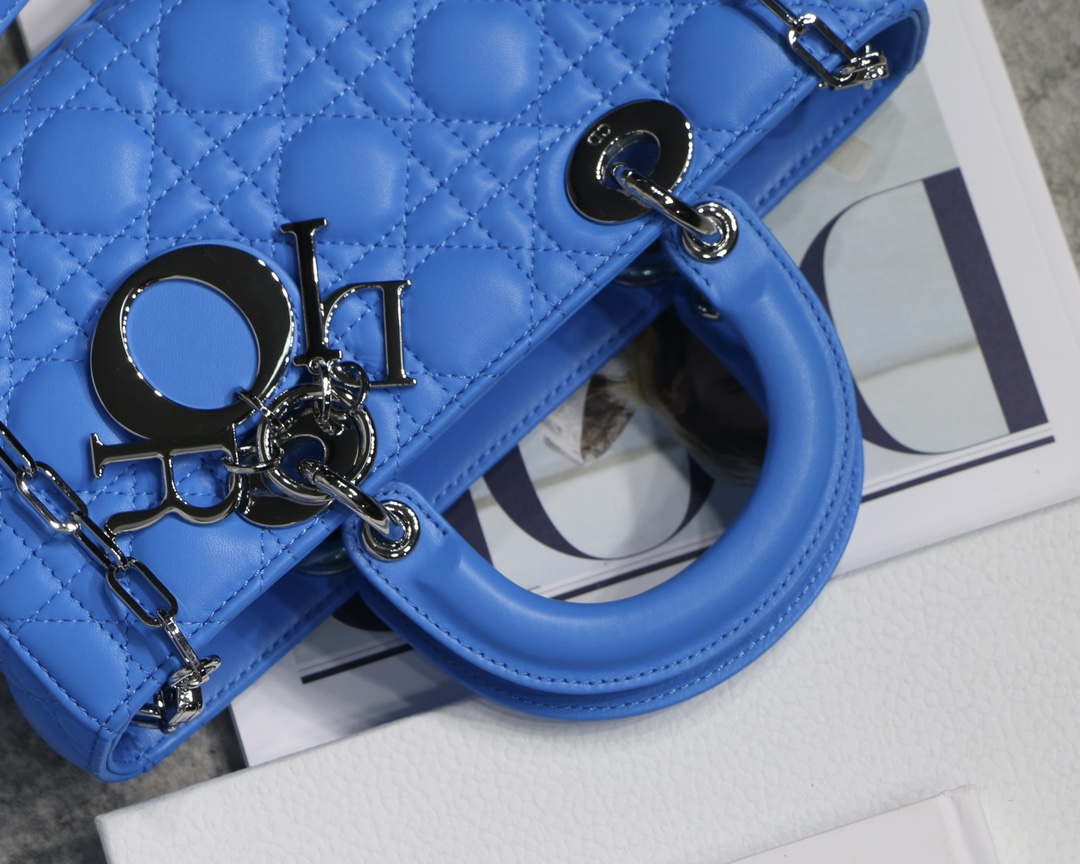 Dior M0540 Medium Lady D-Joy Bag Blue Cannage Lambskin With Heart Motif - Default Title - View 4