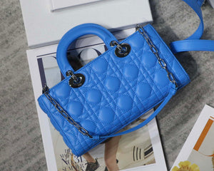 Dior M0540 Medium Lady D-Joy Bag Blue Cannage Lambskin With Heart Motif - Default Title - View 5
