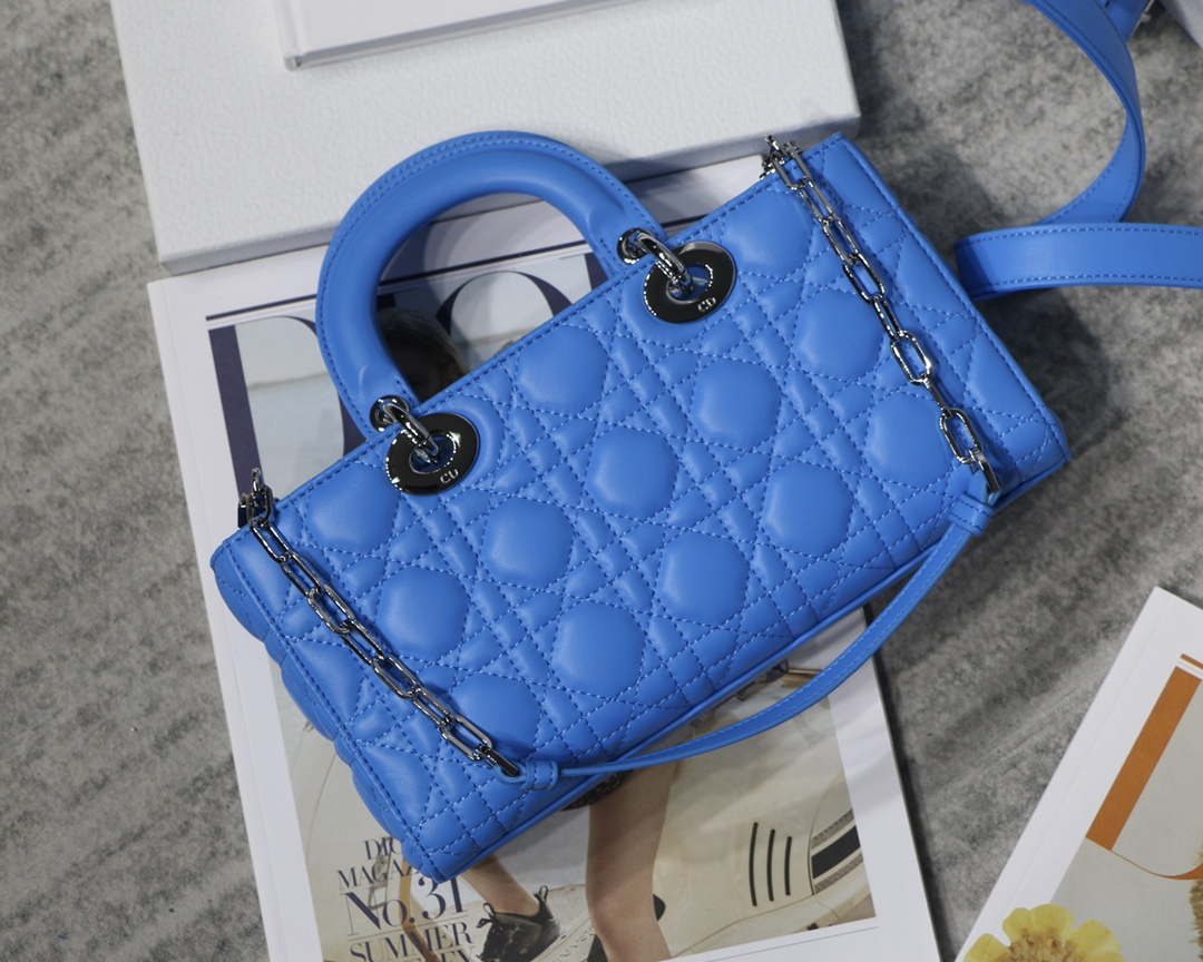 Dior M0540 Medium Lady D-Joy Bag Blue Cannage Lambskin With Heart Motif