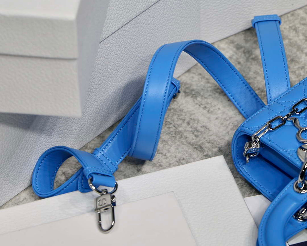 Dior M0540 Medium Lady D-Joy Bag Blue Cannage Lambskin With Heart Motif