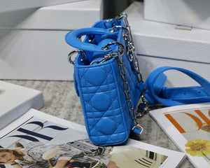 Dior M0540 Medium Lady D-Joy Bag Blue Cannage Lambskin With Heart Motif - Default Title - View 7