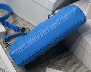 Dior M0540 Medium Lady D-Joy Bag Blue Cannage Lambskin With Heart Motif - Default Title - View 8