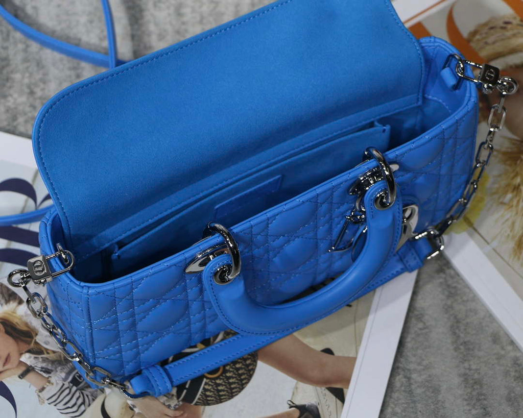 Dior M0540 Medium Lady D-Joy Bag Blue Cannage Lambskin With Heart Motif