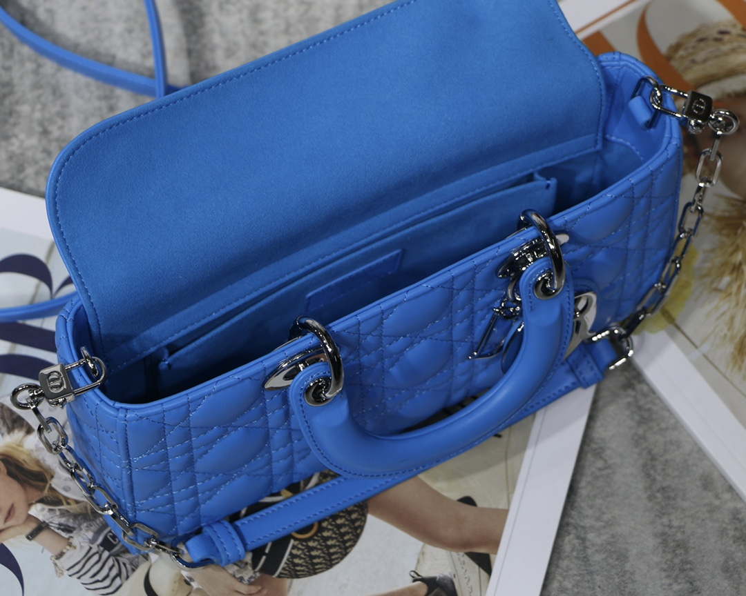 Dior M0540 Medium Lady D-Joy Bag Blue Cannage Lambskin With Heart Motif