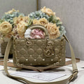 Dior M0540 Medium Lady D-Joy Bag Green Cannage Lambskin with Gold-Finish Butterfly Studs - Default Title - View 1