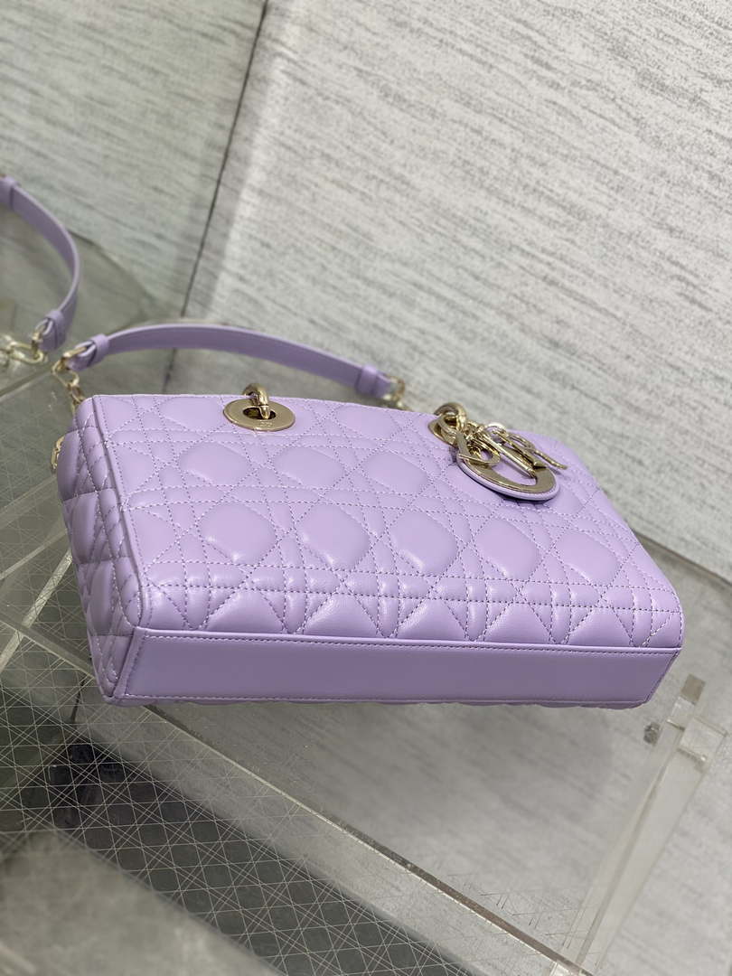 Dior M0540 Medium Lady D-Joy Bag Purple Cannage Lambskin