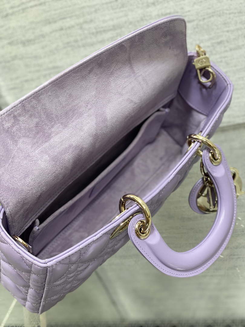 Dior M0540 Medium Lady D-Joy Bag Purple Cannage Lambskin