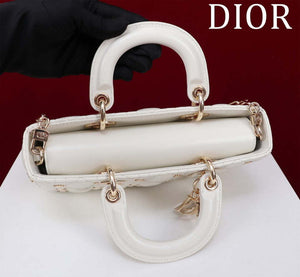 Dior M0540 Medium Lady D-Joy Bag White Cannage Lambskin with Gold-Finish Sun Studs - Default Title - View 6