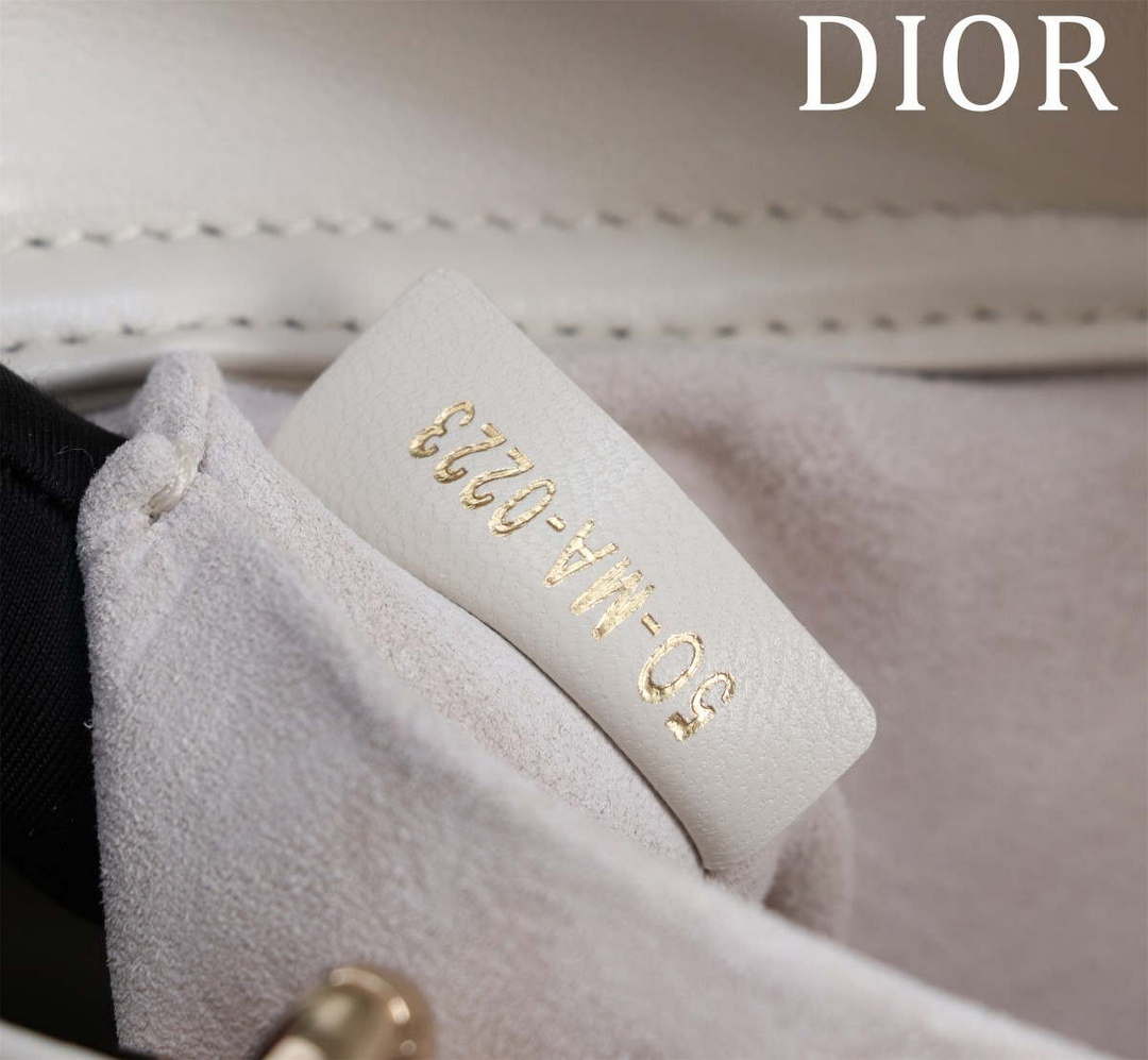 Dior M0540 Medium Lady D-Joy Bag White Cannage Lambskin with Gold-Finish Sun Studs