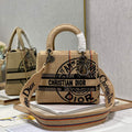 Dior M0565 Lady D-Life Medium Bag Beige Union Jute Fabric - Default Title - View 1