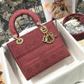 Dior M0565 Lady Dior Medium Tote Bag M950 Red - Voguebags