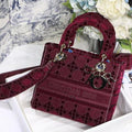 Dior M0565 Lady Dior Medium Tote Bag M950 Wine Red - Voguebags
