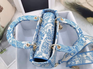 Dior M0565 Medium Lady D-Life Bag Cornflower Blue Toile de Jouy Embroidery - Default Title - View 7