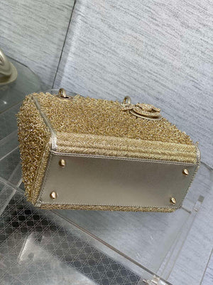 Dior M0565 Medium Lady D-Life Bag Beaded crystal pendant embroidered Gold - Default Title - View 7