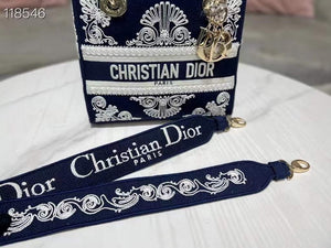 Dior M0565 Medium Lady D-Life Bag Blue and White Cornely-Effect Embroidery - Default Title - View 4