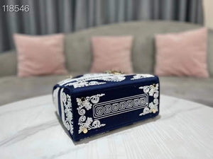 Dior M0565 Medium Lady D-Life Bag Blue and White Cornely-Effect Embroidery - Default Title - View 7