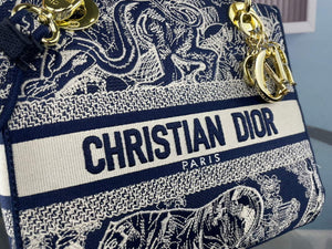 Dior M0565 Medium Lady D-Life Bag Blue Toile de Jouy Reverse Embroidery - Default Title - View 3
